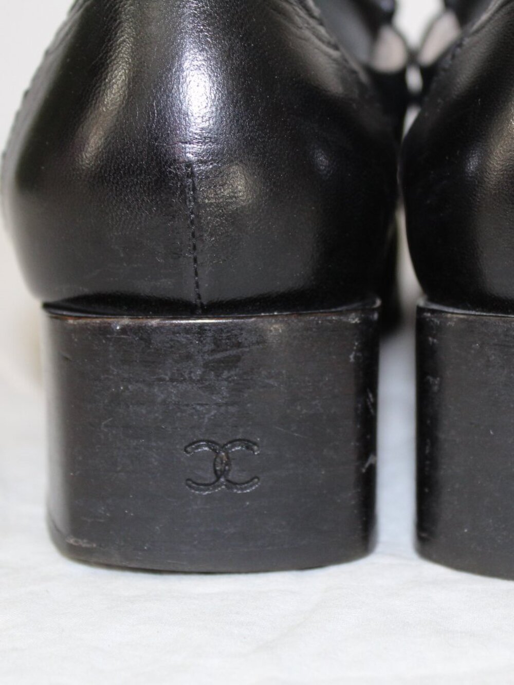 Chanel Vintage Square Toe Loafers Fringe Accent CC Toe Cap Block Heel 40.5 10.5 - Picture 7 of 13